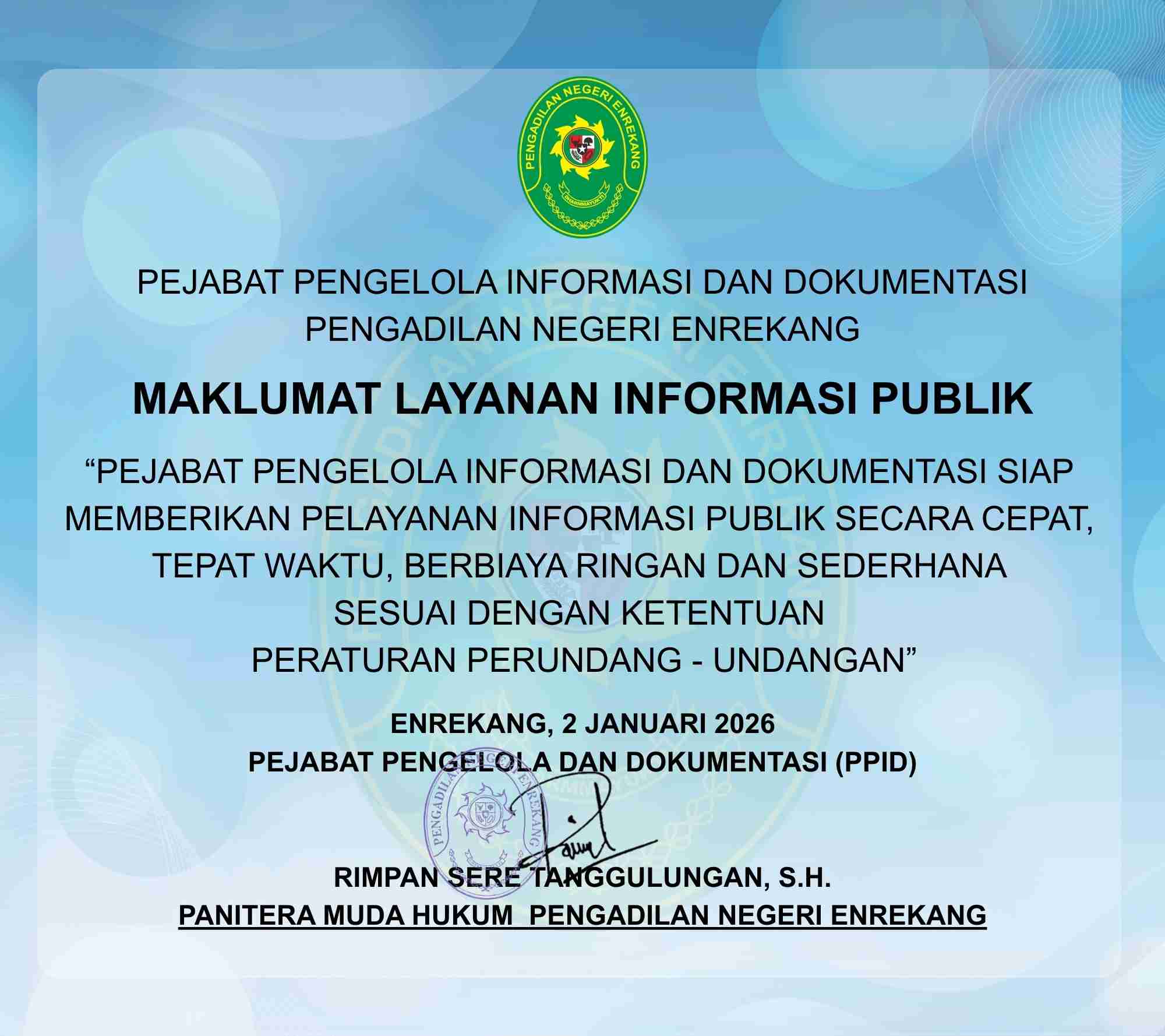 Maklumat Layanan Informasi Publik 2026
