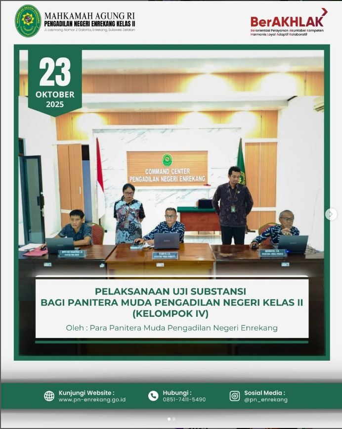 PELAKSANAAN UJI SUBSTANSI BAGI PANITERA MUDA PENGADILAN NEGERI KELAS II (KELOMPOK IV)