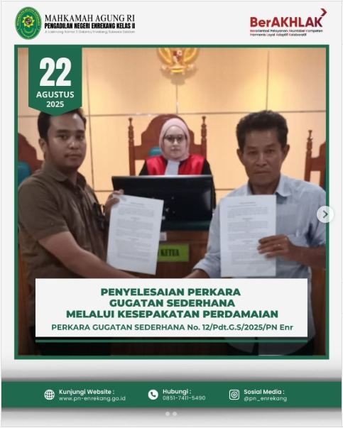 Kesepakatan Perdamaian perkara 12/Pdt.G.S/2025/PN Enr.