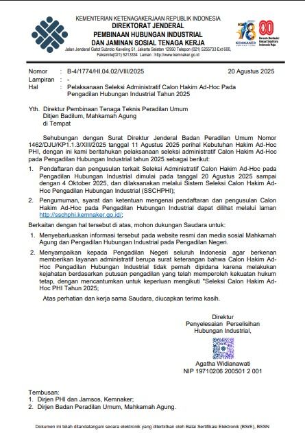 Pelaksanaan Seleksi Administratif Calon Hakim Ad-Hoc