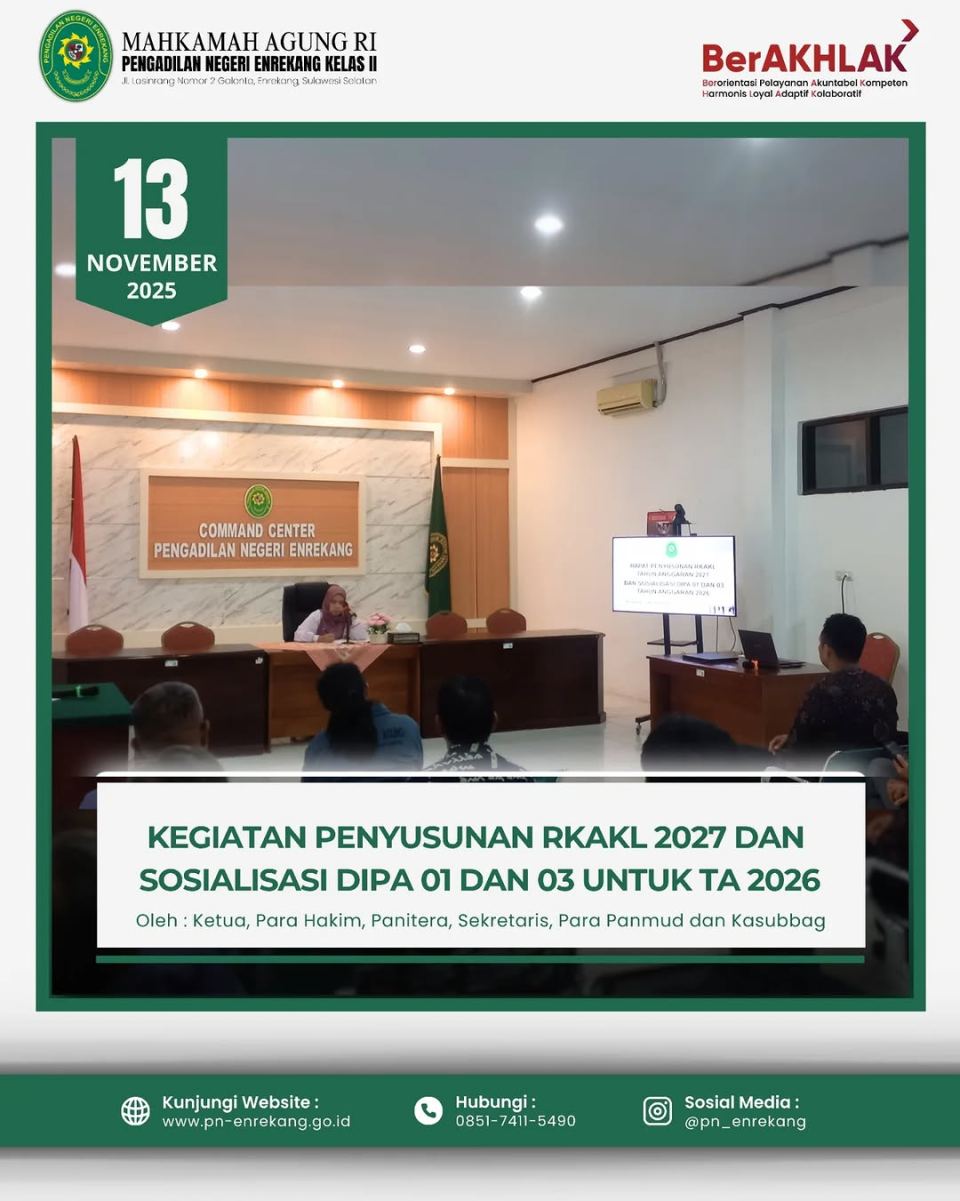 PENYUSUNAN RKAKL 2027 DAN SOSIALISASI DIPA 01 DAN 03 UNTUK TAHUN ANGGARAN 2026