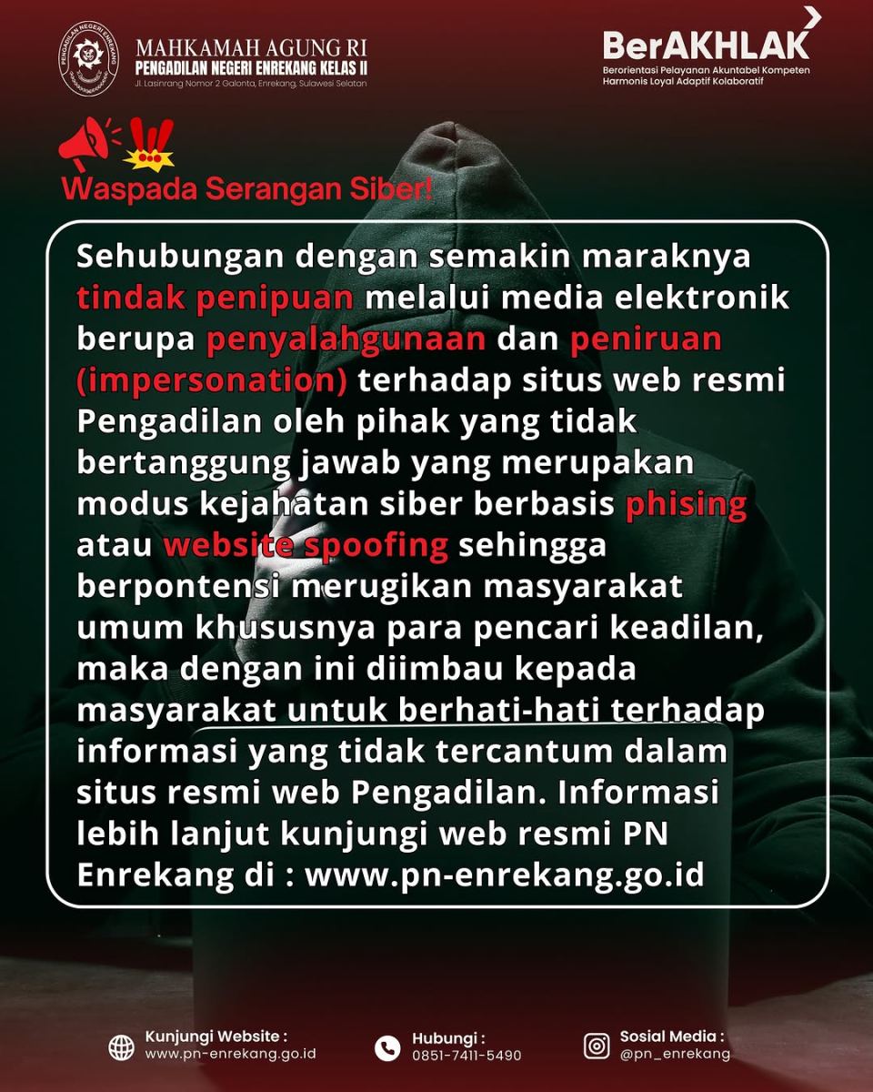 Pengumuman: Imbauan Terhadap Tindak Penipuan Mengatasnamakan Situs Web Resmi Pengadilan